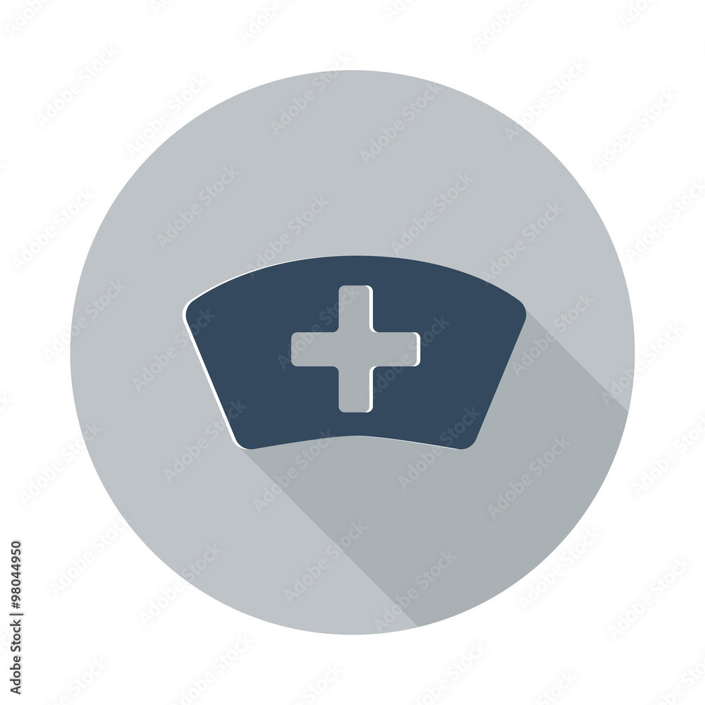 Flat Nurse icon with long shadow on grey circle Flat Nurse icon with long shadow on grey circle