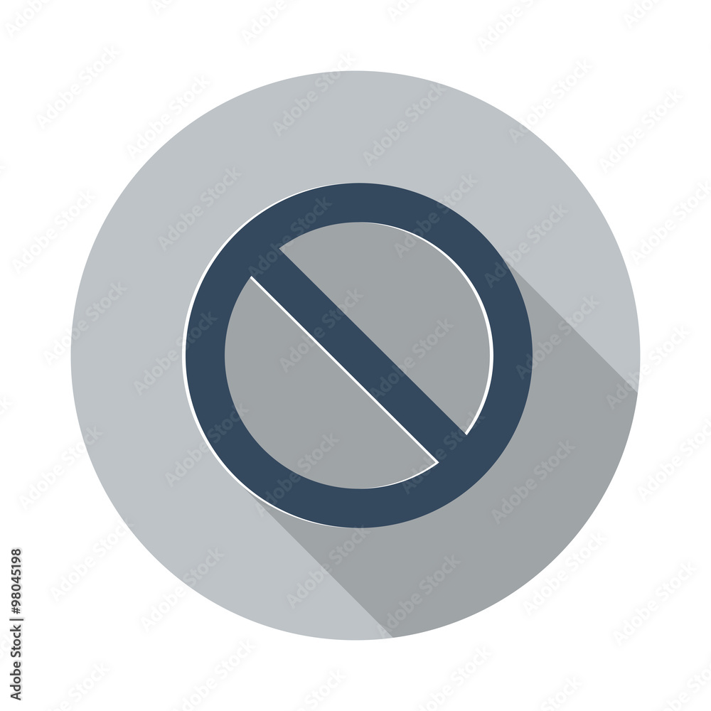 Flat Forbidden icon with long shadow on grey circle Flat Forbidden icon with long shadow on grey circle