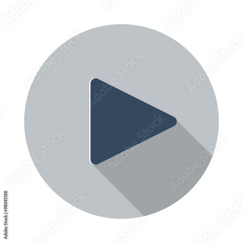 Flat Play icon with long shadow on grey circle