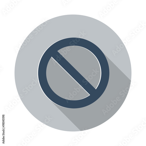 Flat Forbidden icon with long shadow on grey circle