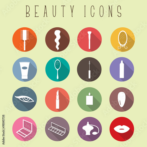 Flat beauty icons set