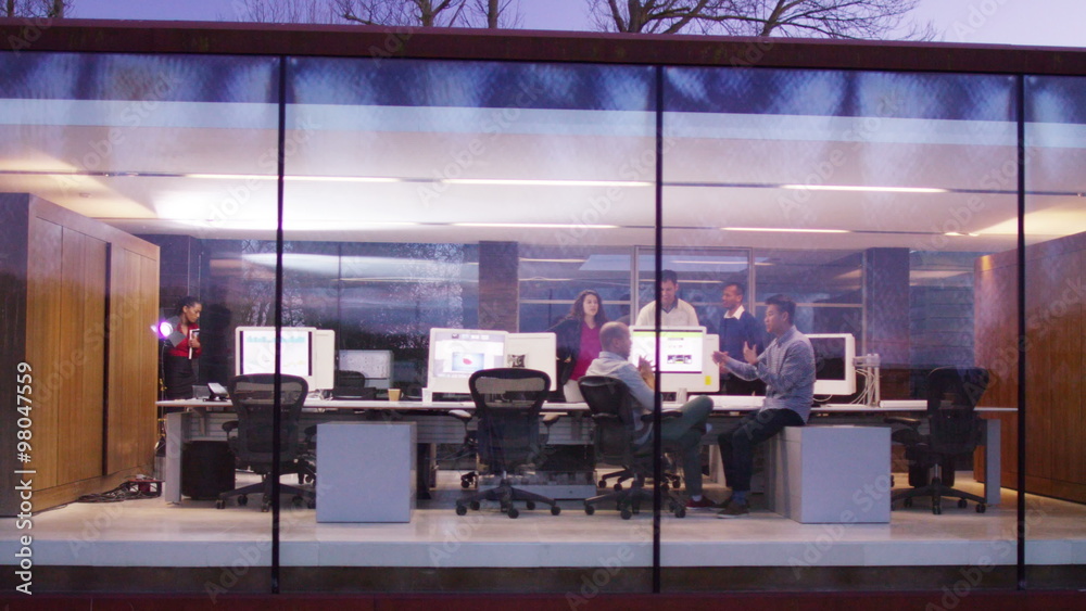  Creative business team working together in modern office