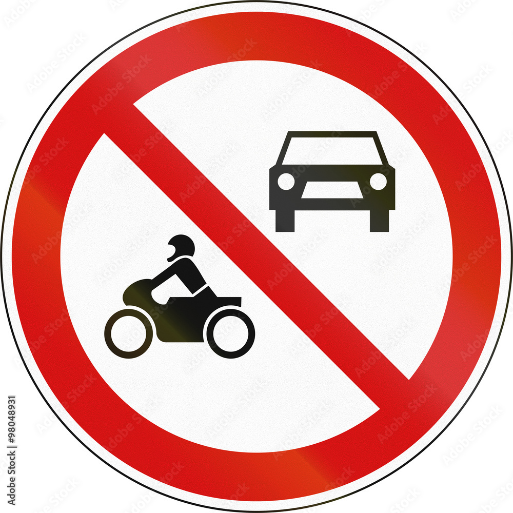 Slovenian regulatory road sign - No motor vehicles Slovenian regulatory road sign - No motor vehicles