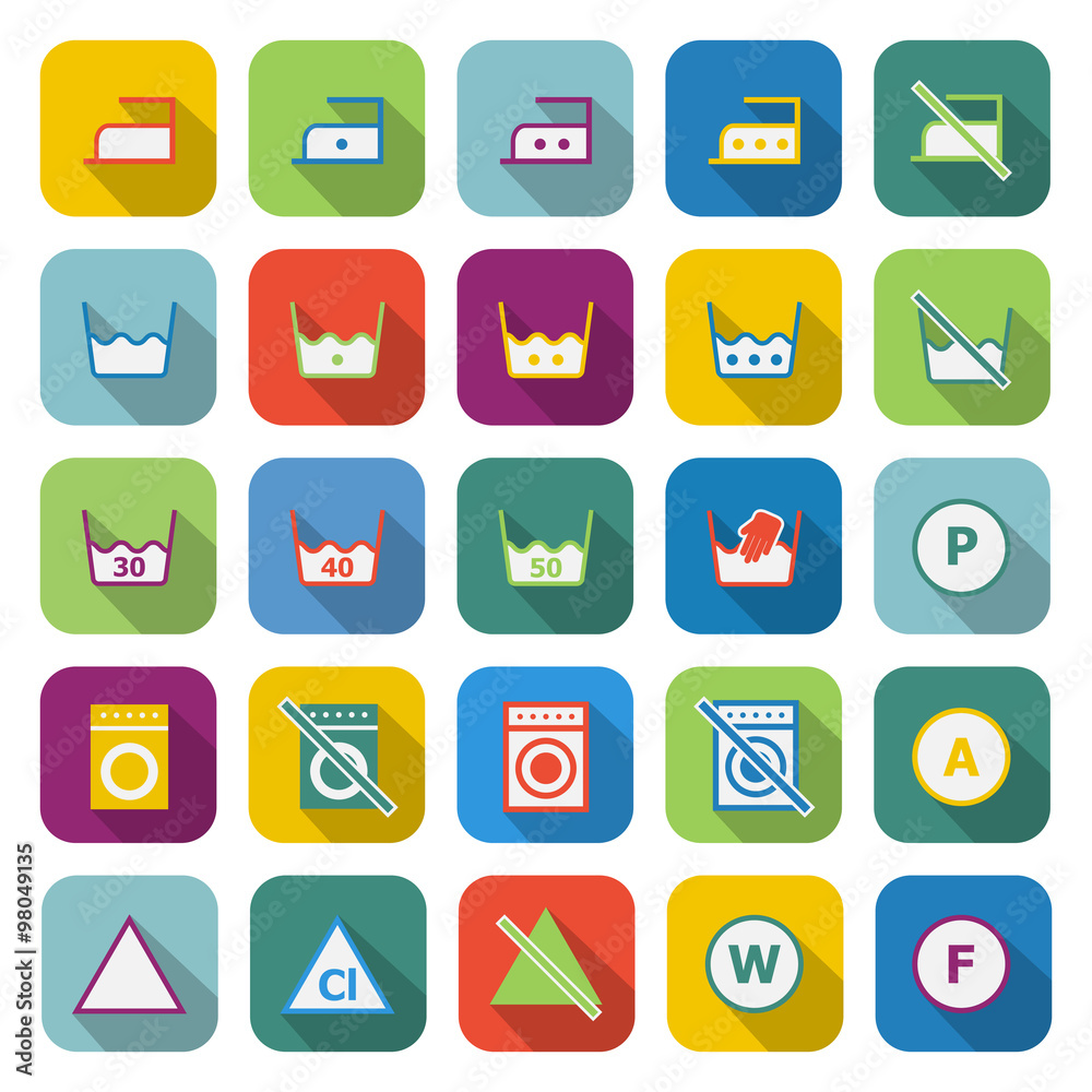 Laundry color icons with long shadow Laundry color icons with long shadow