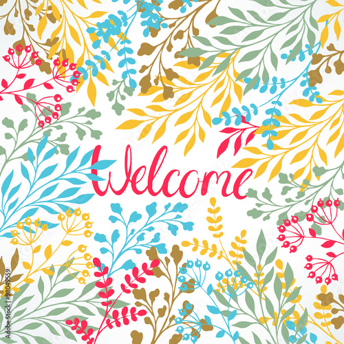 greeting card with multicolored plants