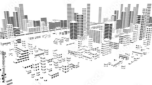 モノトーンの市街地の風景