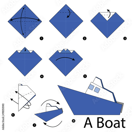 step by step instructions how to make origami A Boat.