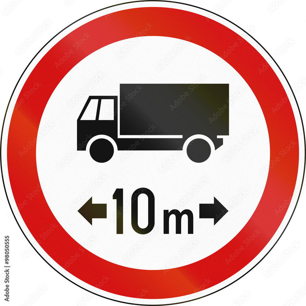 Slovenian regulatory road sign - No vehicles over 10 meters in length Slovenian regulatory road sign - No vehicles over 10 meters in length