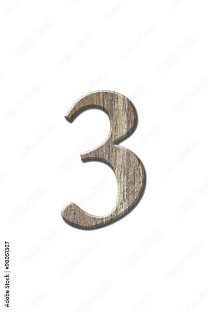 Wooden number isolated on white. Clipping path. Wooden number isolated on white. Clipping path.