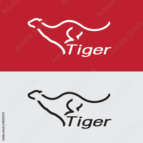 Fototapeta Naklejka Na Ścianę i Meble -  Vector image of an tiger design on white background and red back