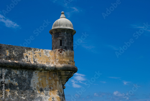 Guerite at old Spanish fort in San Juan, Puerto Rico - architecture detail

Guerite & Cannons at Fort El Morro (Castillo San Felipe del Morro) in San Juan, Puerto Rico. photo