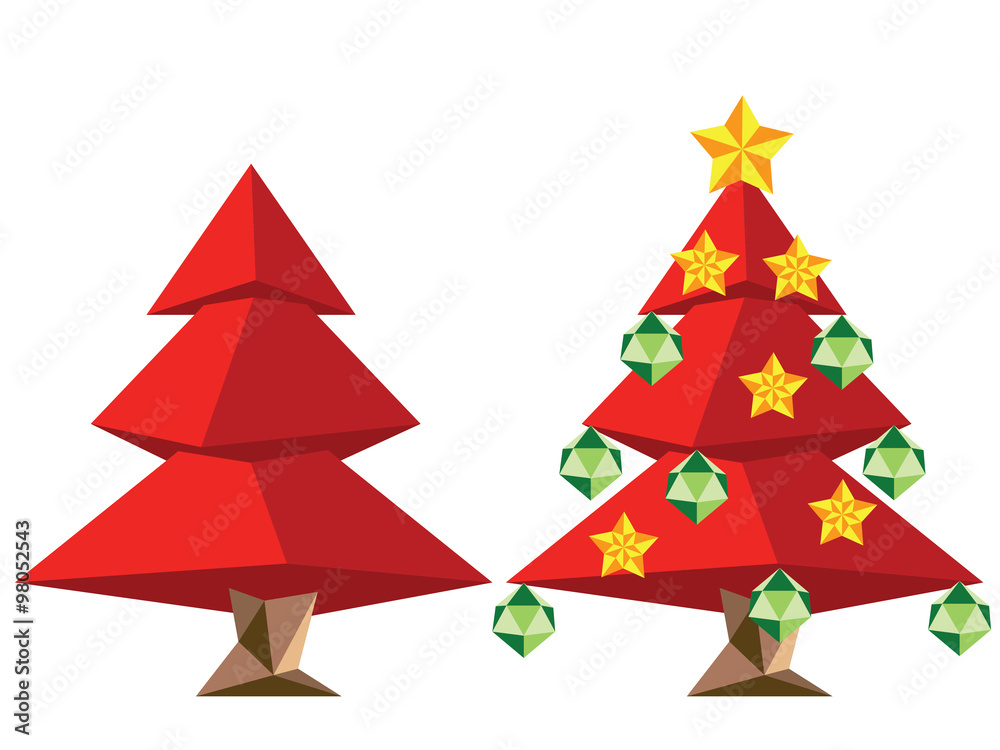 Fototapeta premium Red Polygonal Christmas Tree