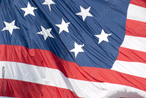 Close-up of the 15 star flag known as The Star Spangled Banner Flag, that flies over Federal Hill 
