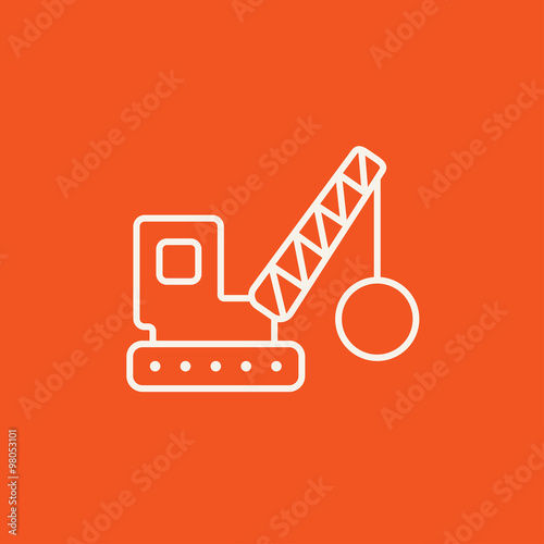 Demolition crane line icon.