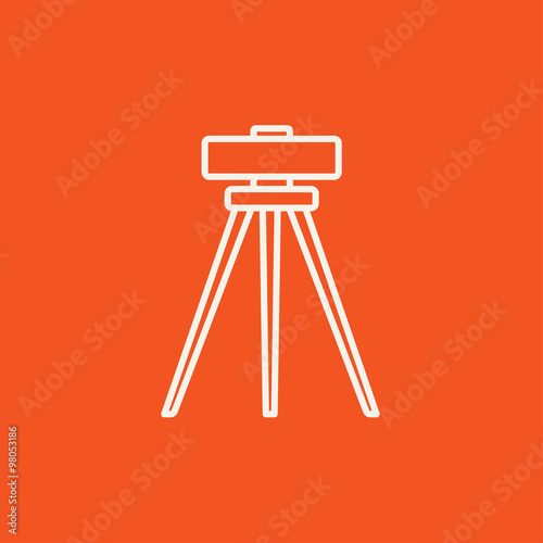 Theodolite on tripod line icon.