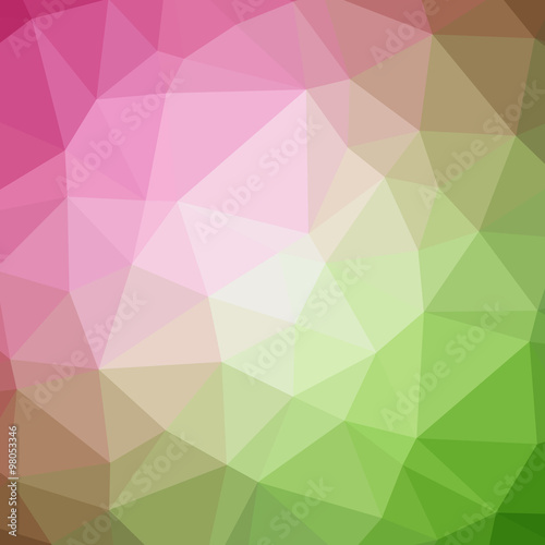 pink and green abstract background of triangles low poly