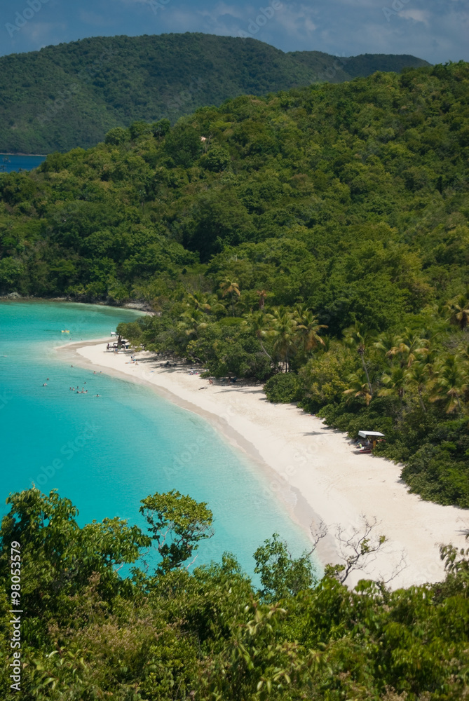 View of Trunk Bay on St John , United States Virgin Islands.