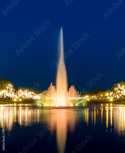 led light with fountain at night holidays