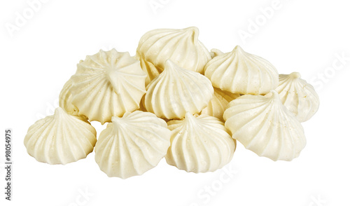 Closeup of meringue cookies isolated