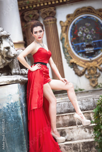 Beautiful woman in Red dress