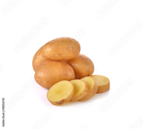 Fresh potatoes on white background