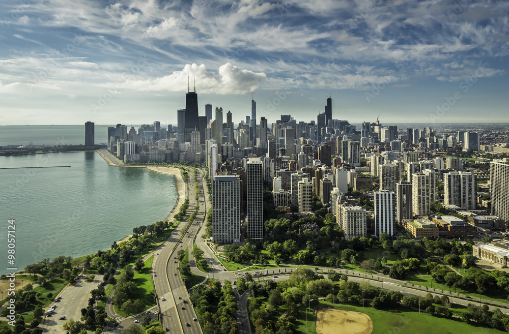 Obraz premium Chicago Skyline aerial view