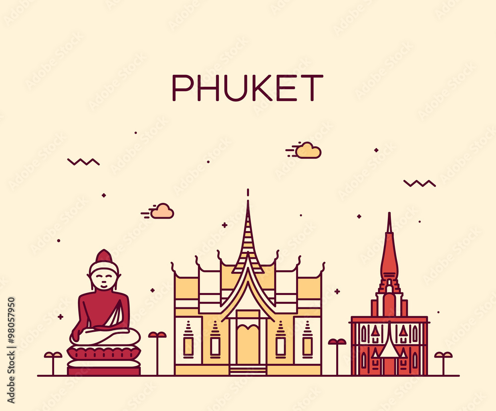 Phuket Trendy vector illustration linear style