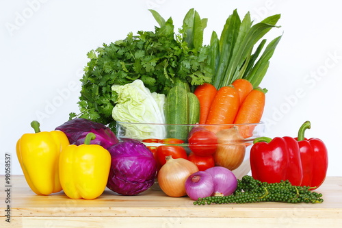  vegetables isolated on a white background top view.