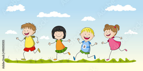 Four children playing