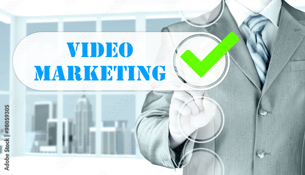 business man pressing checkbox Video Marketing