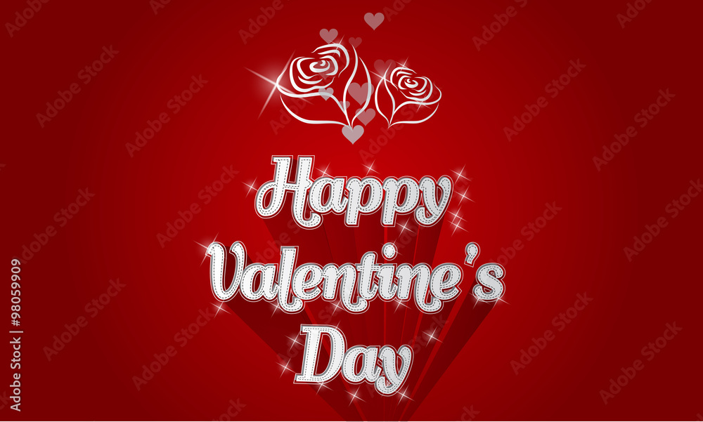Happy Valentines day card with shadows roses and lighting effect Happy Valentines day card with shadows roses and lighting effect