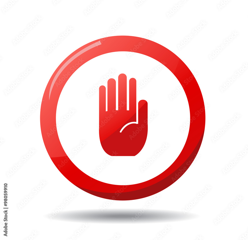 No entry hand sign on white background No entry hand sign on white background
