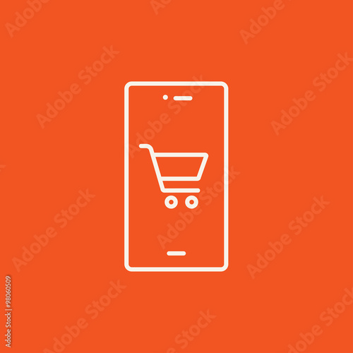 Online shopping line icon.