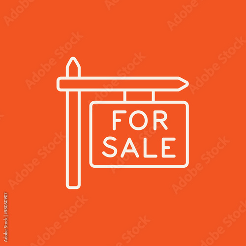 For sale signboard line icon.