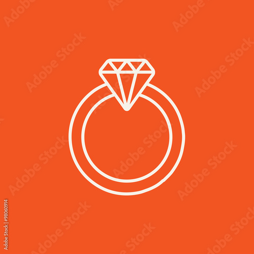 Diamond ring line icon.