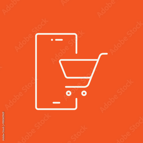 Online shopping line icon.