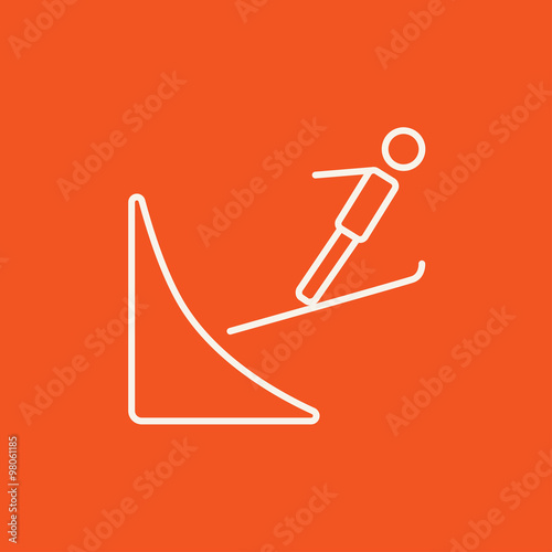 Ski jumping line icon.
