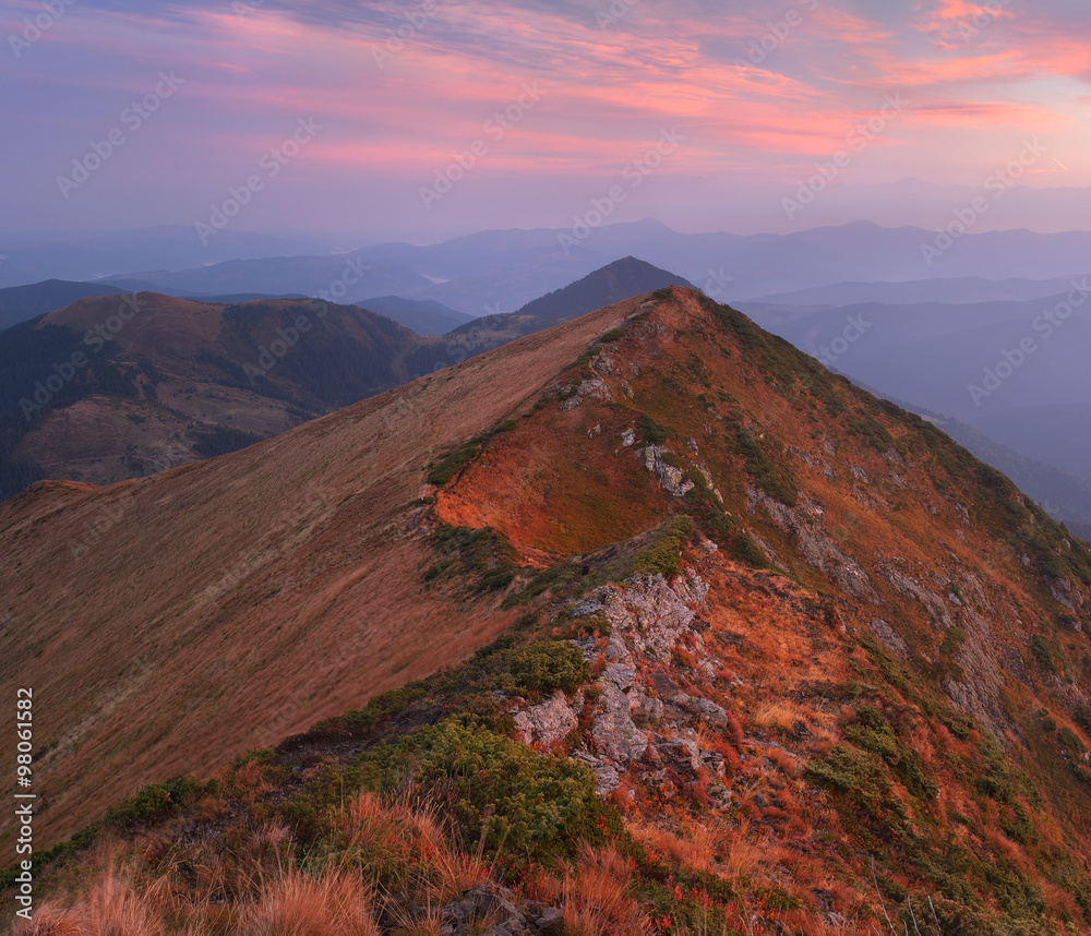 Dawn in mountains