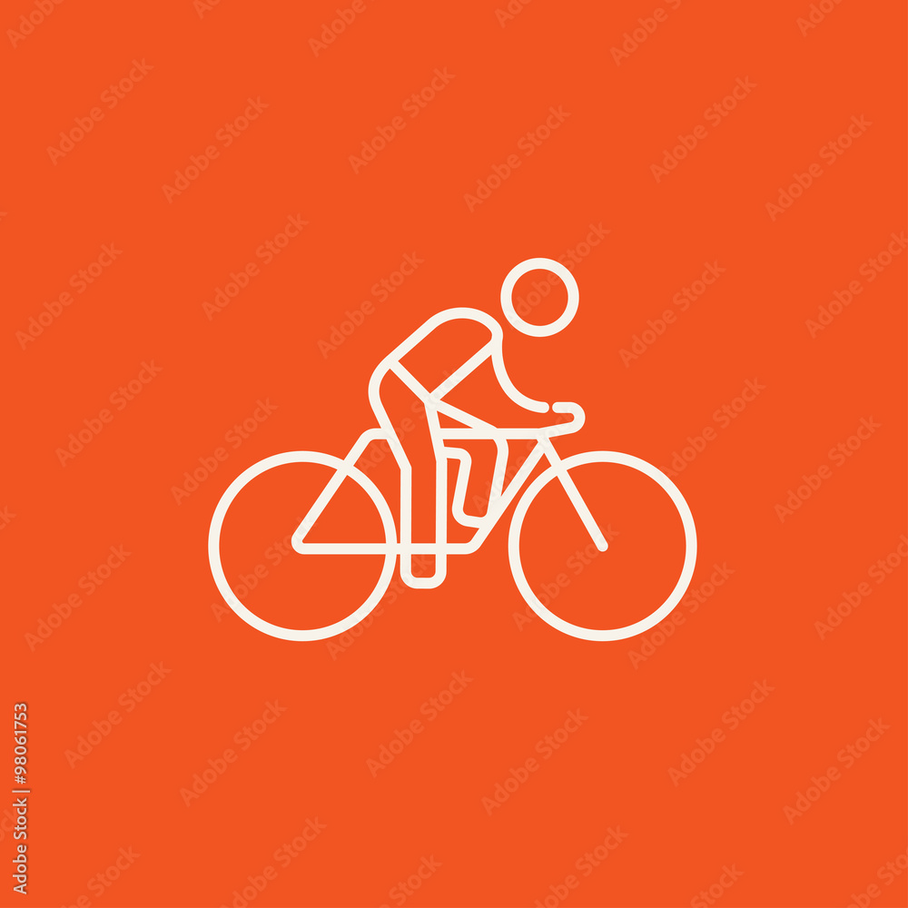 Man riding bike line icon. Man riding bike line icon.