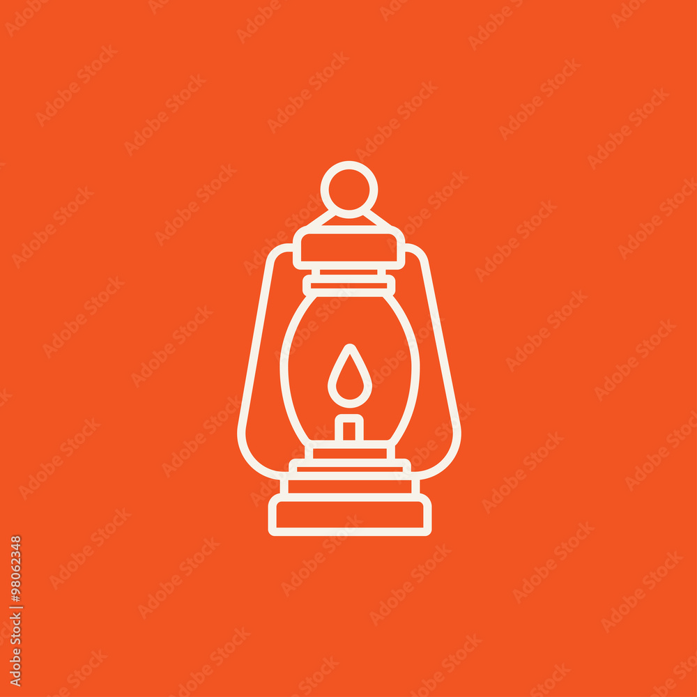 Camping lantern line icon.
