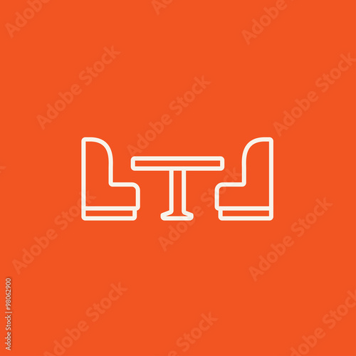 Camping van interior with seating line icon.