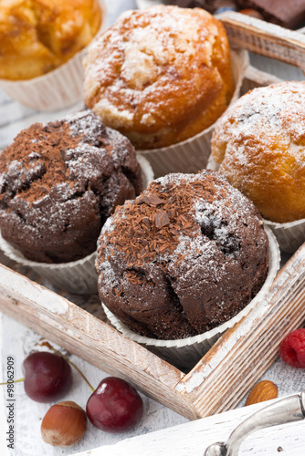 assortment of fresh delicious muffins 
