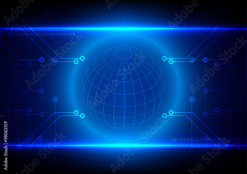 Abstract technology circuit with sphere grid background, Vector