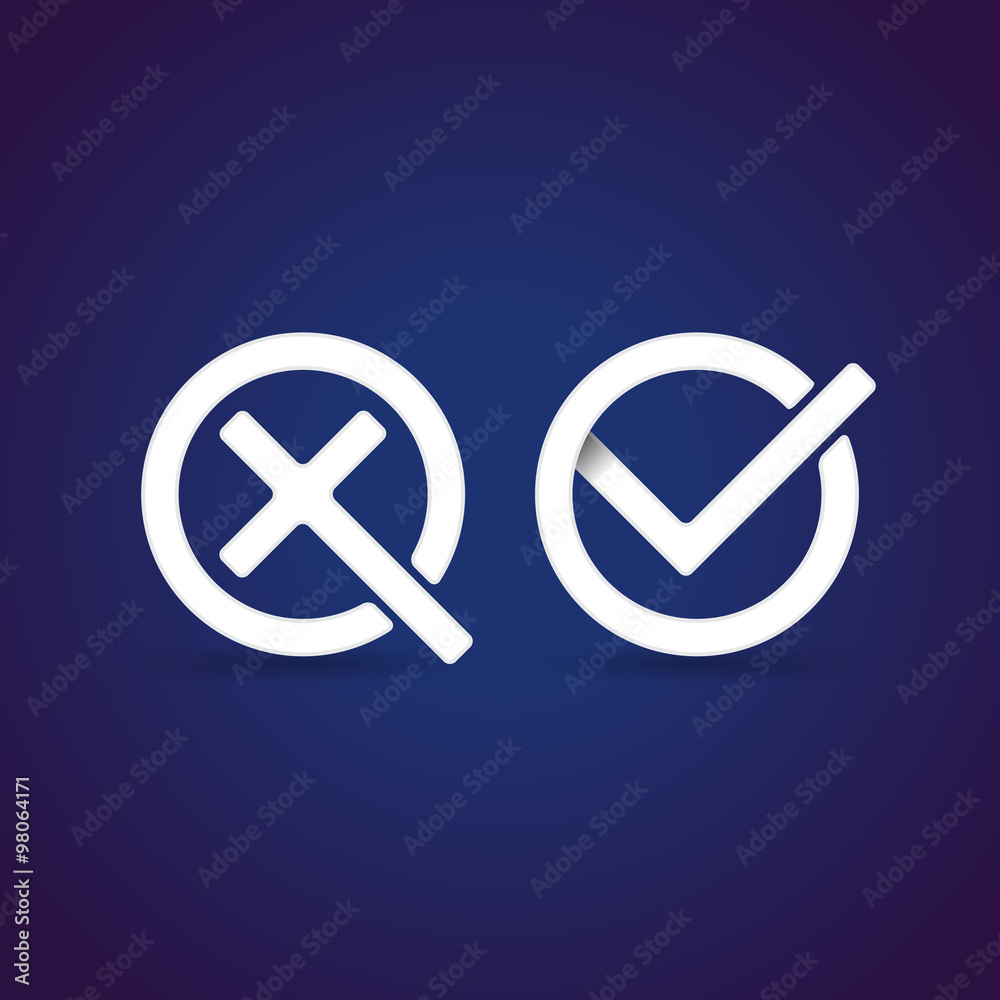 Yes and No symbols, vector illustration Yes and No symbols, vector illustration