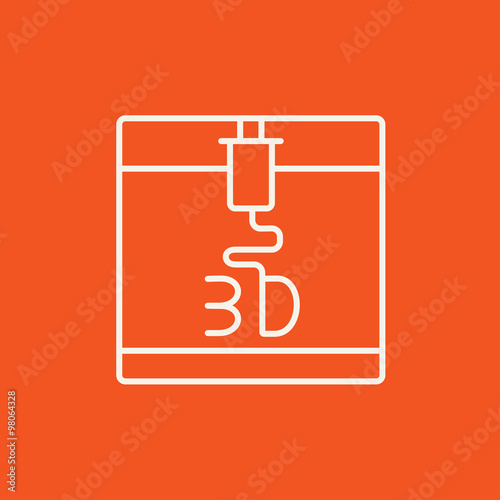 Tree D printing line icon.