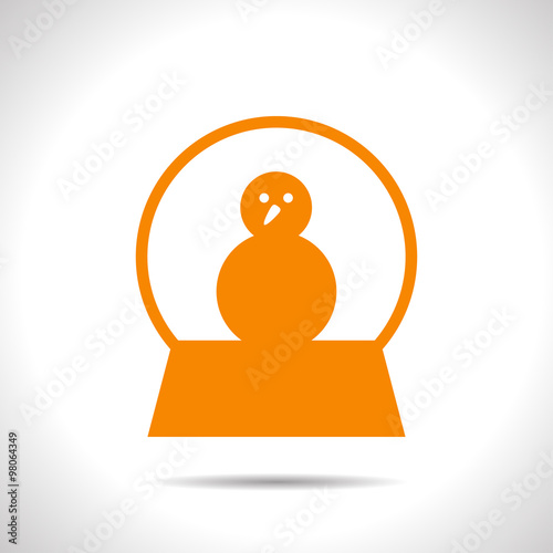 Vector christmas icon. New year illustration.  Snow globe with snowman
