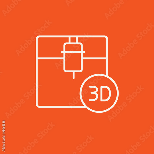 Tree D printing line icon.