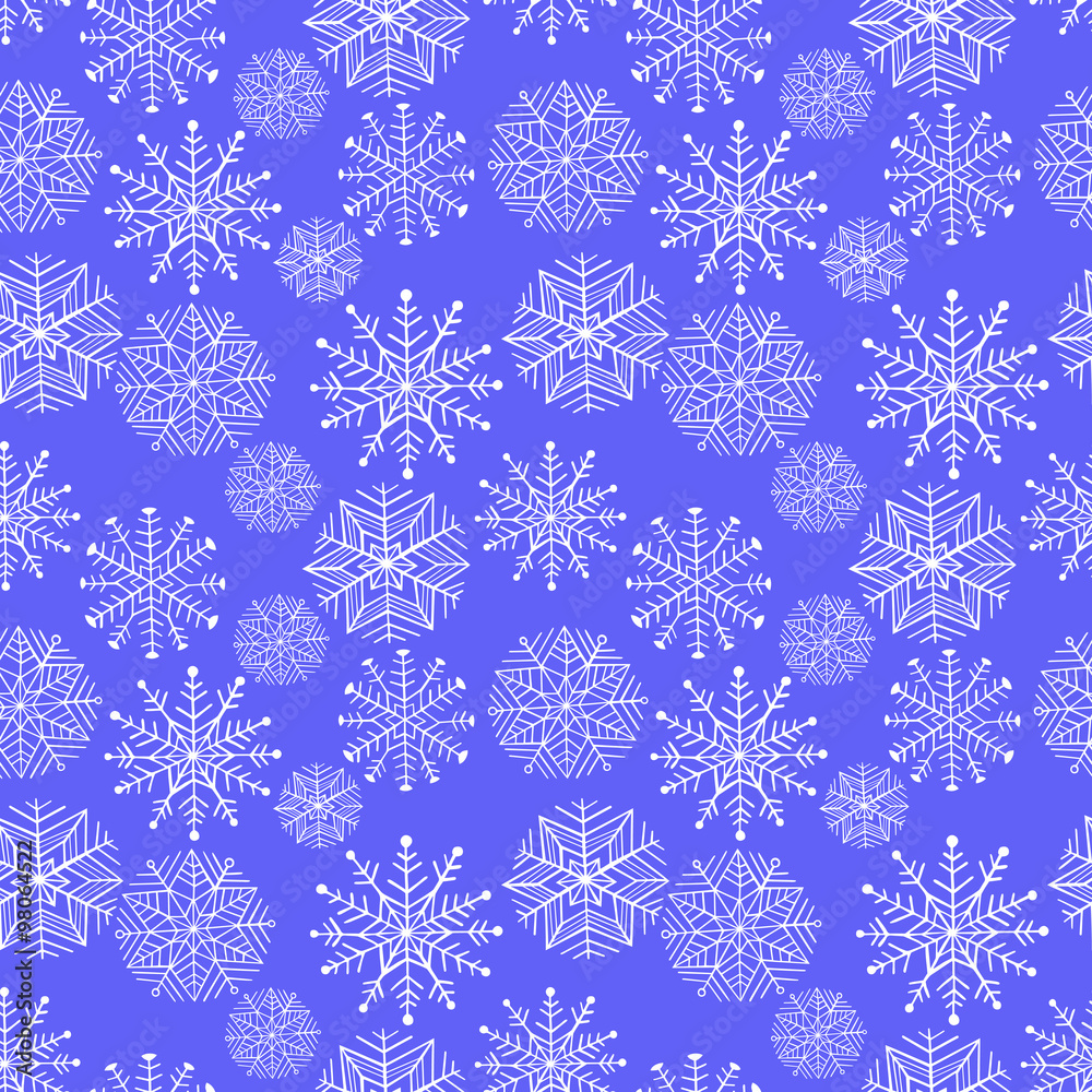 Nice winter snowflake set. Vector seamless pattern. 