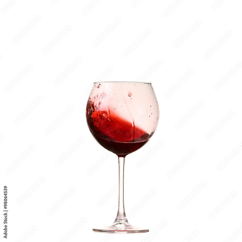 red wine glass on a white background, splash red wine glass on a white background, splash