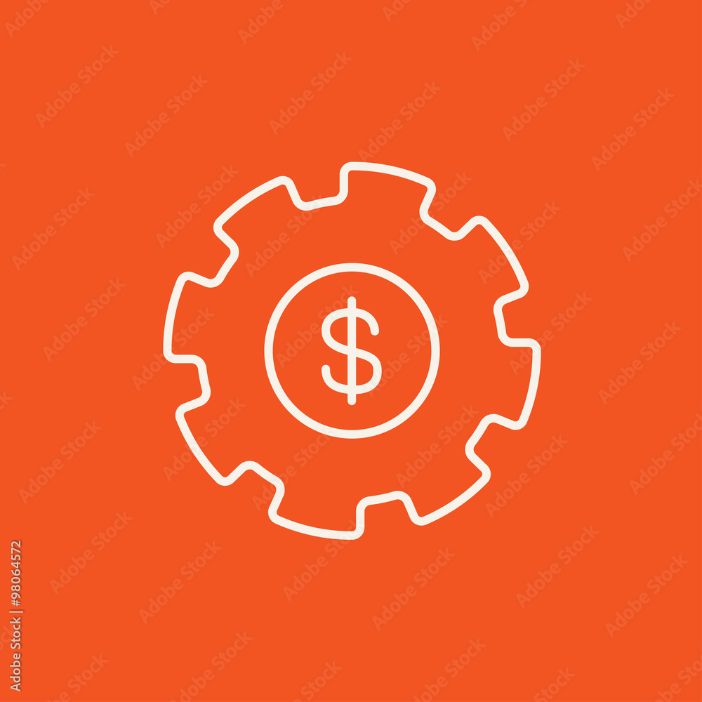Gear with dollar sign line icon. Gear with dollar sign line icon.